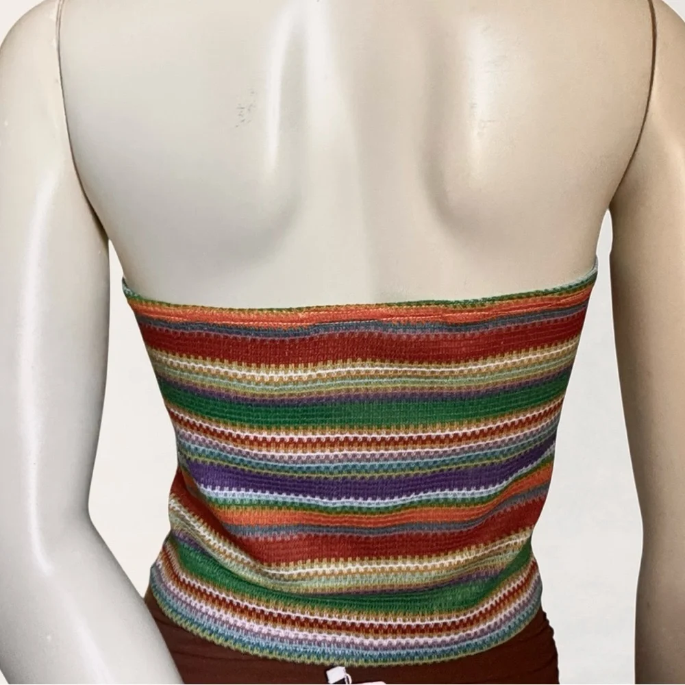 SHEIN Boho Bandeau Tube Top Strapless Knit Crop Y2K Summer Size Large - Picture 6 of 14